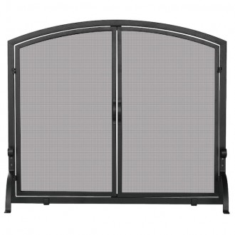 Mr. Bar-B-Q UniFlame® Single Panel Black Wrought Iron Screen with Doors, Medium