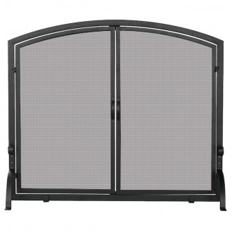 Mr. Bar-B-Q UniFlame® Single Panel Black Wrought Iron Screen with Doors, Large