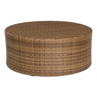 Woodard Saddleback Round Coffee Table in Mocha