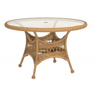 Woodard Sommerwind 48" Round Umbrella Table with Glass Top - Angled