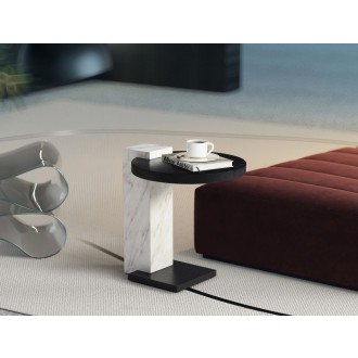Whiteline Modern Living Mabel Side Table In Glass Top And Brushed Stainless-Steel Base - Lifestyle