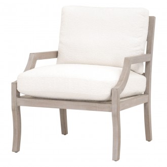 Essentials For Living Stratton Club Chair - Performance Boucle Snow, Natural Gray Beech - Front Side Angle