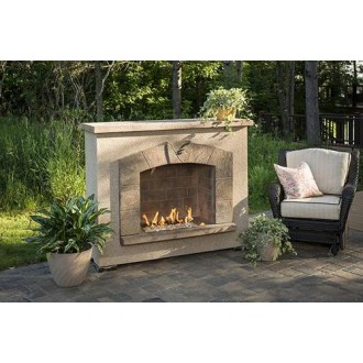 Outdoor Greatroom Company Stone Arch Gas Fireplace - Lifestyle