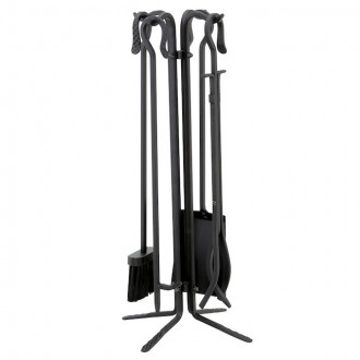 Mr. Bar-B-Q UniFlame® 5 Piece Black Wrought Iron Fireset