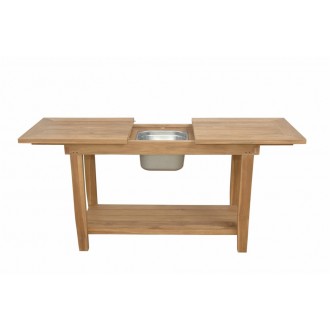 Anderson Teak Nautilus Console Table w/ SS Container Open
