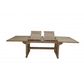 Anderson Teak Sahara 106" Rectangular Double Ext. Table Side open view