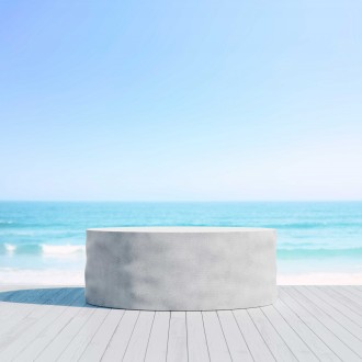Azzurro Living Tulum Coffee Table In White Rock Concrete - Lifestyle