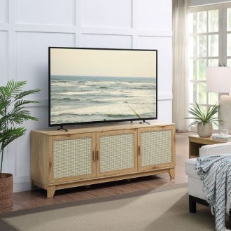 Manhattan Comfort Sheridan 62.99 Modern Cane TV Stand In Nature