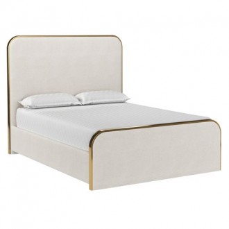 Sunpan Tometi Bed Queen Chacha Cream - Front Side Angle