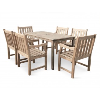 Renaissance Eco-friendly 7-piece Outdoor Hand-scraped Hardwood Dining Set with Rectangle Table and Arm Chairs