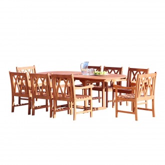 Vifah Malibu Outdoor 7-piece Wood Patio Dining Set with Extension Table - White BG