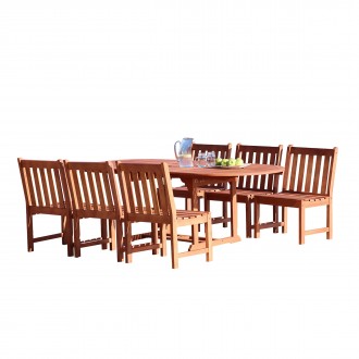 Malibu Outdoor 7-piece Wood Patio Dining Set with Extension Table & Armless Chairs - White BG