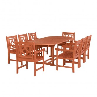 Malibu Outdoor 9-piece Wood Patio Extendable Table Dining Set - White BG