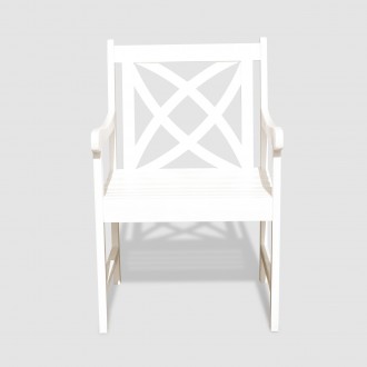 Bradley Eco-friendly Outdoor White Hardwood Garden Arm Chair - Front