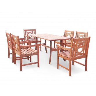 Malibu Eco-friendly 7-piece Outdoor Hardwood Dining Set with Rectangle Table and Arm Chairs