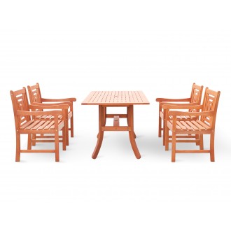Malibu Eco-friendly 5-piece Outdoor Hardwood Dining Set with Rectangle Table and Arm Chairs