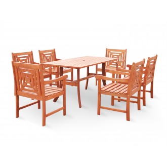 Malibu Eco-friendly 7-piece Outdoor Hardwood Dining Set with Rectangle Table and Arm Chairs