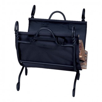 Mr. Bar-B-Q UniFlame® Ring Swirl Black Log Holder with Canvas Carrier