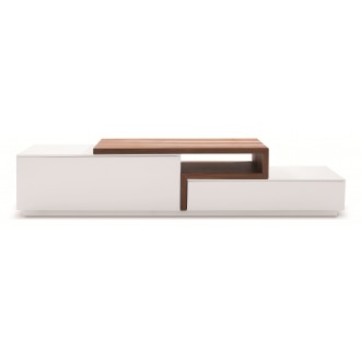 J&M Furniture TV Stand 045 in White High Gloss & Walnut
