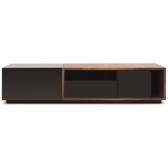 J&M Furniture TV Stand 047 in Black High Gloss & Walnut