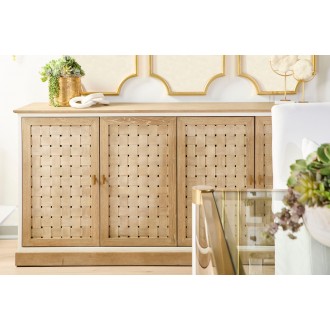 Essentials For Living Weave Media Sideboard - Smoke Gray Oak, White Painted Oak - Lifestye