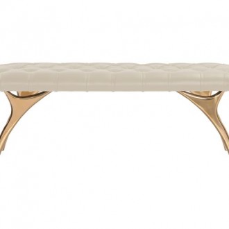 Sunpan Taylen Bench Cream Leather - Front Angle