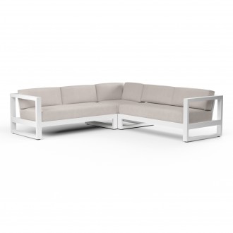 Newport Sectional in Canvas Natural, No Welt - Front Side Angle