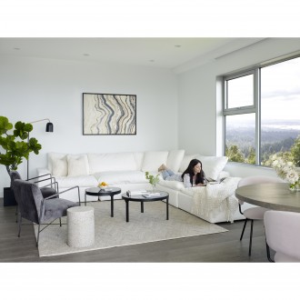 Moe's Home Collection Clay Modular Sectional Performance Fabric in White - Lifestyle