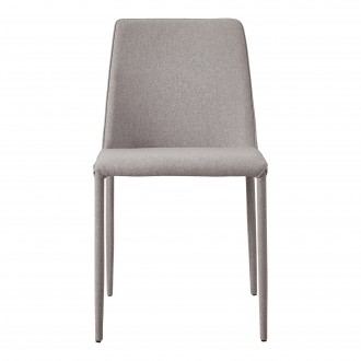Moe's Home Collection Nora Fabric/PU Dining Chair Light Grey/White - Front Angle