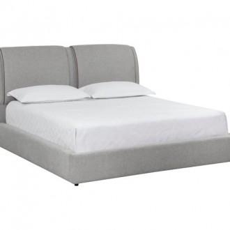 Sunpan Lowe Bed Queen / King - Belfast Heather Grey - Front Side Angle