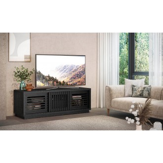 Furnitech Signature 64" Contemporary Rustic TV Stand Media Console in American White Oak with an Ebony Finish - Lifestyle