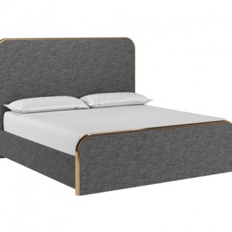 Sunpan Tometi Bed - King Chacha Grey - Front Side Angle