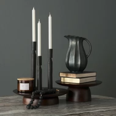 Mercana Anya Matte Black Scalloped Petal Cast Metal Jug