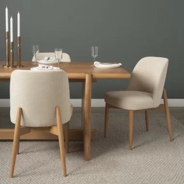 Mercana Abbie Curved Back Oatmeal Fabric Dining Side Chair