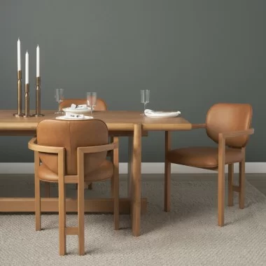 Mercana Carlisle Curved Back Tan Leather Tripod Frame Dining Armchair