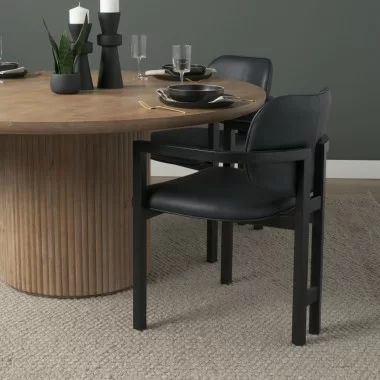 Mercana Carlisle Curved Back Black Leather Tripod Frame Dining Armchair