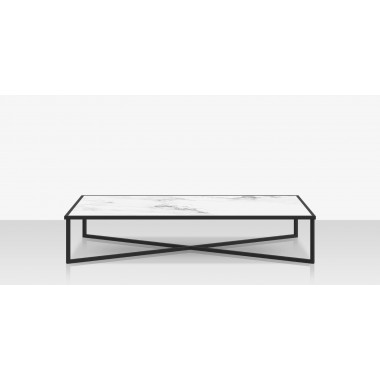 Source Furniture Iconic Aluminum Rectangular Coffee Table with Porcelain Tabletop