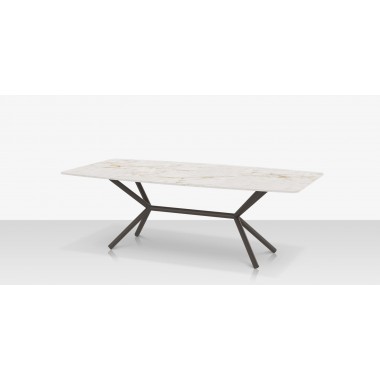 DecoScapes Oliver Emerald Rimless Porcelain Dining Table - Large - Angled View