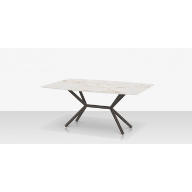 DecoScapes Oliver Emerald Rimless Porcelain Dining Table - Medium - Angled