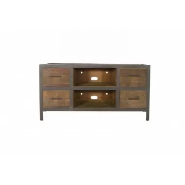 Crawford and Burke Reese Reclaimed Wood 4 Drawer TV Stand, Front Angle