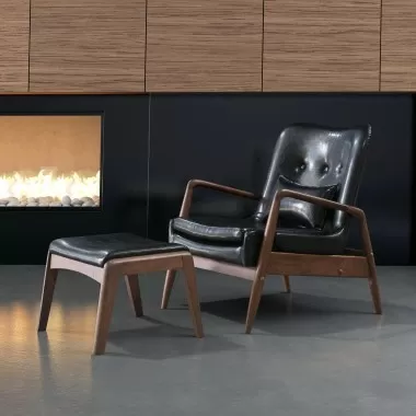 Zuo Modern Bully Lounge Chair and Ottoman in Black - Lifestyle