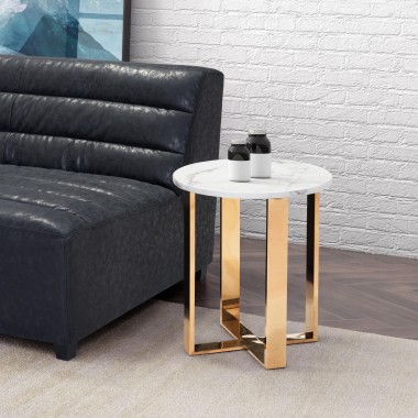 Zuo Modern Atlas End Table White and Gold - Lifestyle