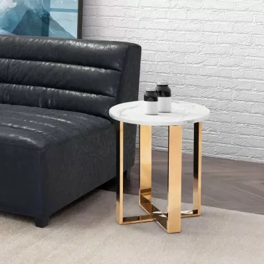 Zuo Modern Atlas End Table White and Gold - Lifestyle
