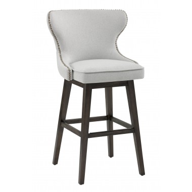 Sunpan Ariana Swivel Barstool in Light Grey - Angled