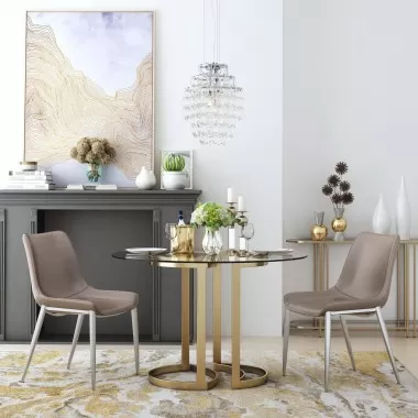 Zuo Modern Magnus Dining Chair in Brown and Silver - Lifestyle 1