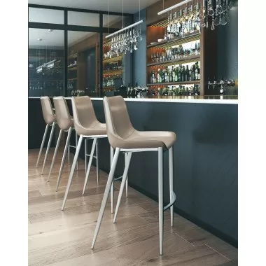 Zuo Modern Magnus Barstool in Brown and Silver - Lifestyle