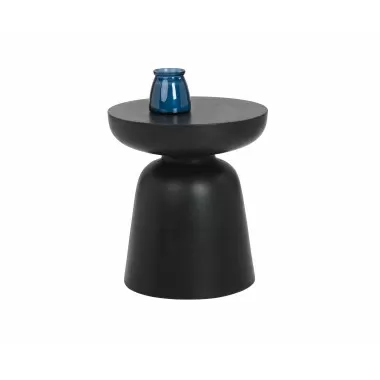 Sunpan Lucida End Table in Black - Front with Decor