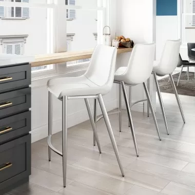 Zuo Modern Magnus Counter Stool in White and Silver - Lifestyle