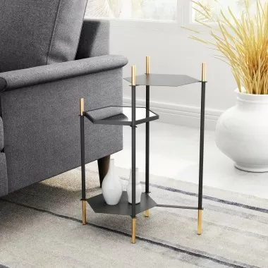 Zuo Modern William Side Table Black and Gold - Lifestyle