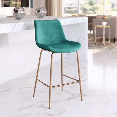 Zuo Modern Tony Counter Stool in Green and Gold - Lifestyle